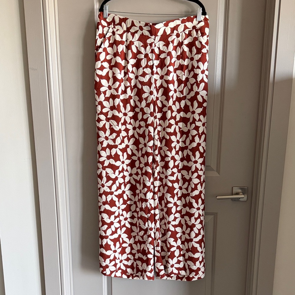 Torrid Rust and White Floral Wide Leg Pants